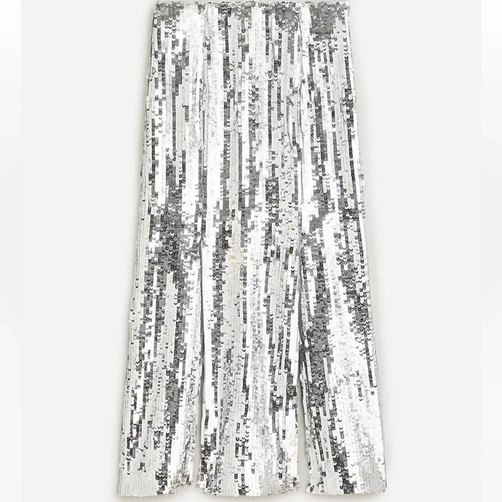 NWT J. Crew Collection Silver Sequin Slip Skirt - 10 - Picture 4 of 8